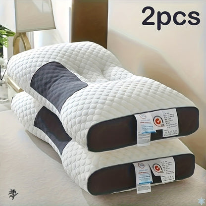 Cervical Neck Support Pillow Soft Knitted Ergonomic Orthopedic Contour Pillow for Deep Sleep - Non-Collapse High Pillow Core All Seasons Adjustable Sleeping Comfort 1/2Pcs