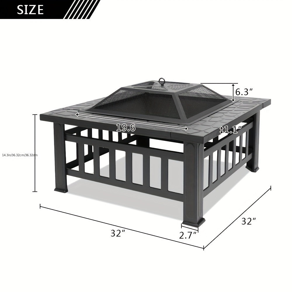 Fire Pit with Grill for Garden, Patio and Yard Use, with the Listed Configuration, for Everyday Use and Organized Storage