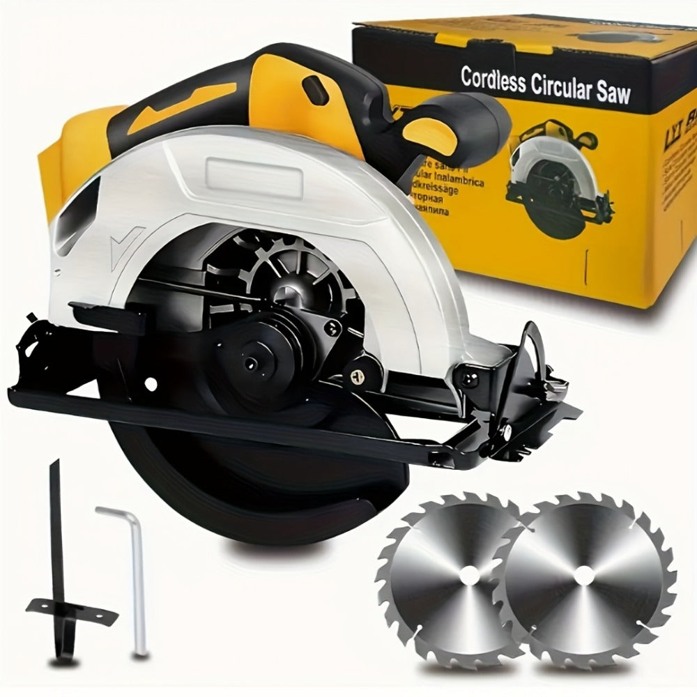 Cordless Circular Saw Compatible with DeWalt 20V MAX Battery | 7-Inch Brushless Electric Saw, 0-50° Bevel, 2 Blades Included – Woodworking, Stone & Plastic Cutting