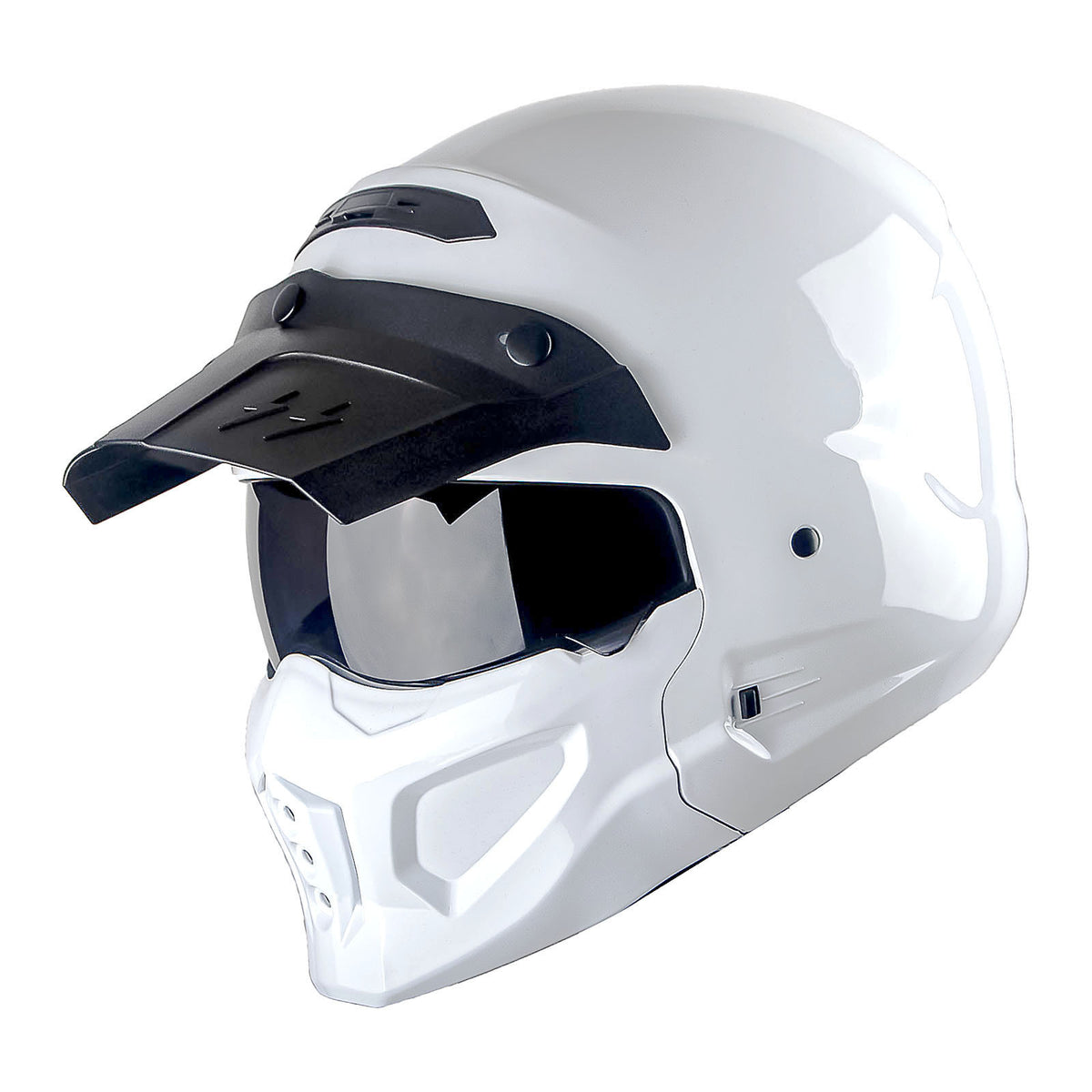 Motorcycle Helmet Convertible Full/Open-Face Shell with Detachable Mask, Smoked Shield, S-XL Sizes and Multiple Styles