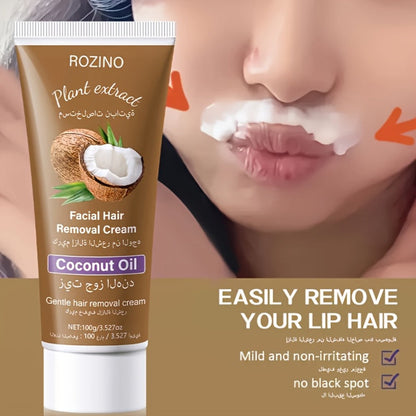 Hair Removal Cream ROZINO 100g Coconut Tube with Carton for Women’s External Body Grooming Routine