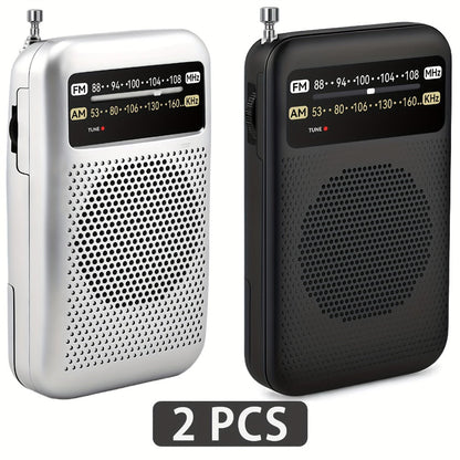 Pocket AM/FM Radio with 2-AA Battery Power, Headphone Jack and Single or Two-Piece Color Options