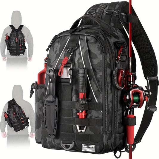 Waterproof Fishing Backpack Tackle Sling Bag – Rod Holder Daypack for Shore, Kayak & Fly Fishing | Men Women Outdoor Gear