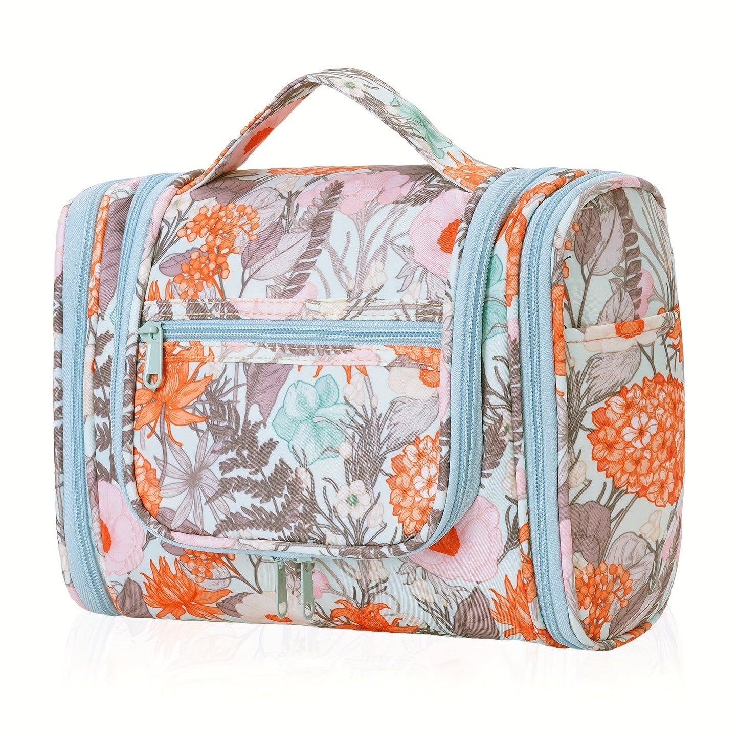 Toiletry Bag Hanging Multi-Pocket Shower Organizer with Metal Hook, Carry Handle and Seven Print Options