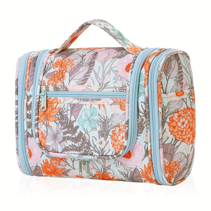Toiletry Bag Hanging Multi-Pocket Shower Organizer with Metal Hook, Carry Handle and Seven Print Options