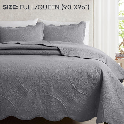 Quilted Bedspread Set 3 Piece – Soft Floral Coverlet with Pillow Shams, Lightweight Breathable Quilt for Bedroom & Guest Room, All Season Bed Cover