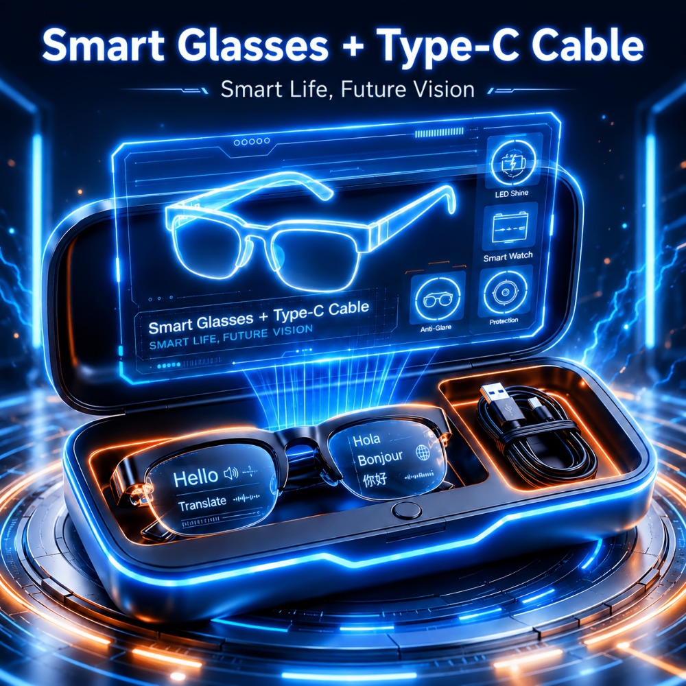 Smart Glasses Open-Ear Audio Gift Set with Bluetooth Calls, Music, Translation and Included Carrying Case