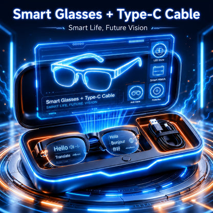Smart Glasses Open-Ear Audio Gift Set with Bluetooth Calls, Music, Translation and Included Carrying Case