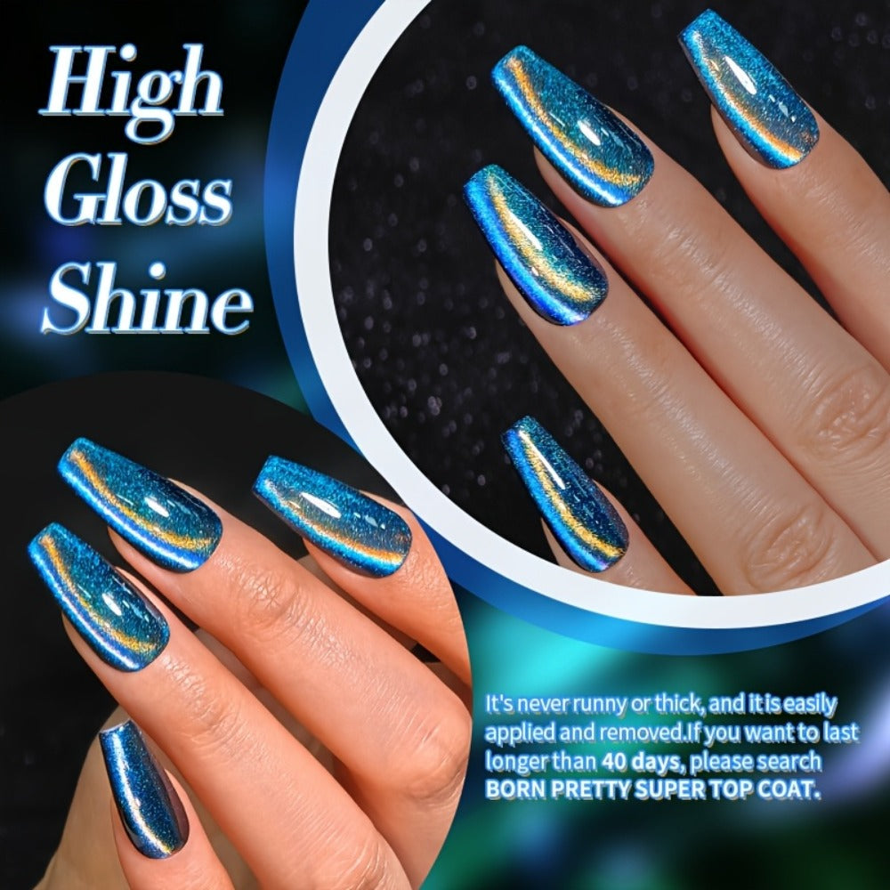 Gel Nail Polish 6-Color 9D Polaris Magnetic Set with Six 10ml Glass-Water-Light Shades for Nail Art