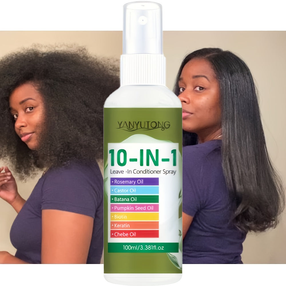 10-in-1 Hair Treatment Spray 100ml with Argan Oil Batana and Rosemary - Anti-Breakage Split End Repair Frizz Control Shine Boost Leave-In Spray for Dry Damaged Hair Women and Men