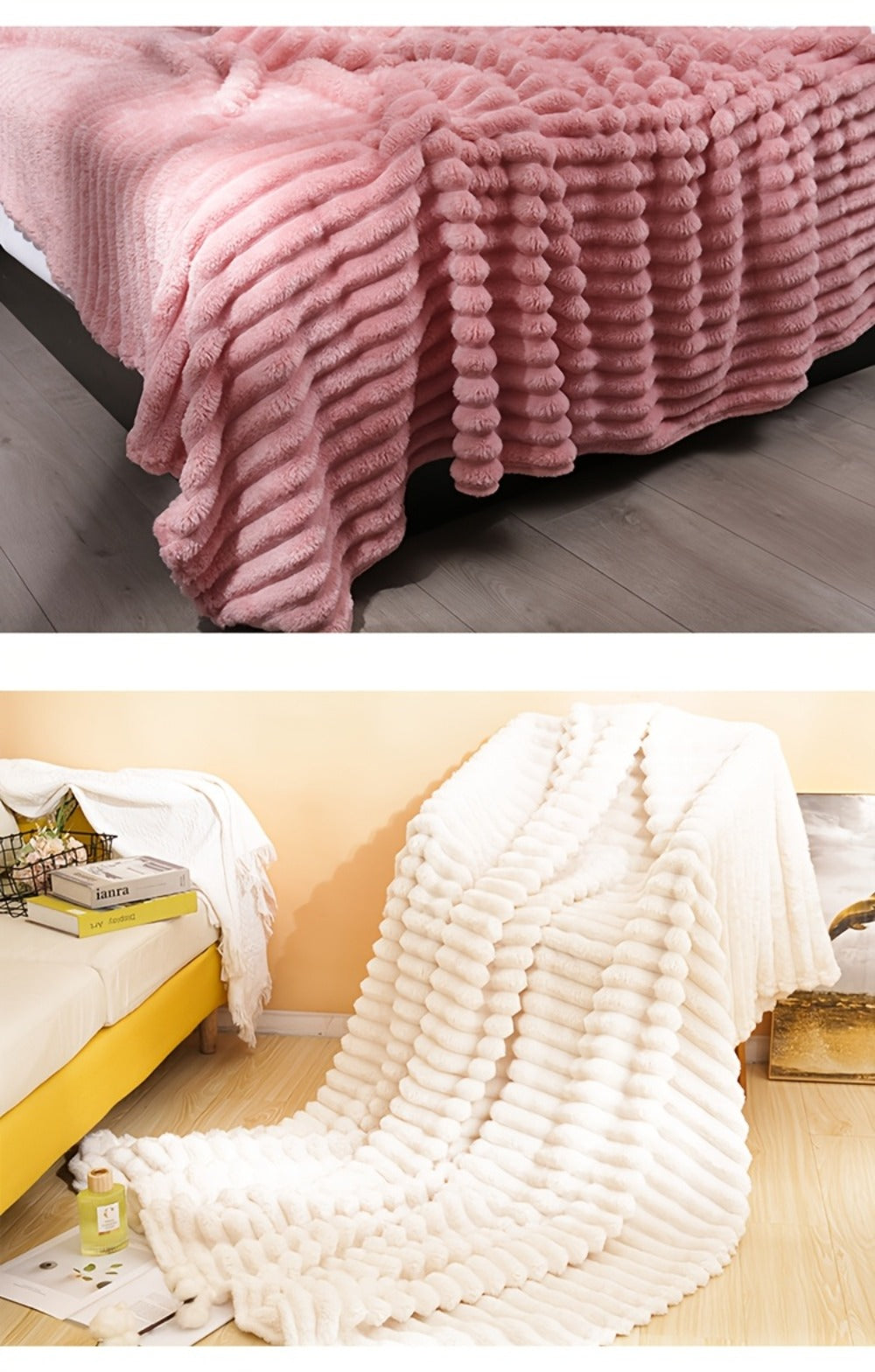 500gsm Heavy Plush Blanket – Ultra Thick Soft Warm Fluffy Blanket for Bed, Sofa & Travel, Baby to Double Size, 5 Colors