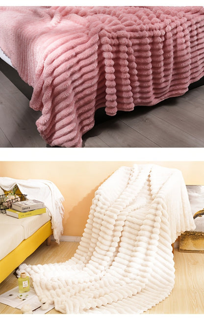 500gsm Heavy Plush Blanket – Ultra Thick Soft Warm Fluffy Blanket for Bed, Sofa & Travel, Baby to Double Size, 5 Colors