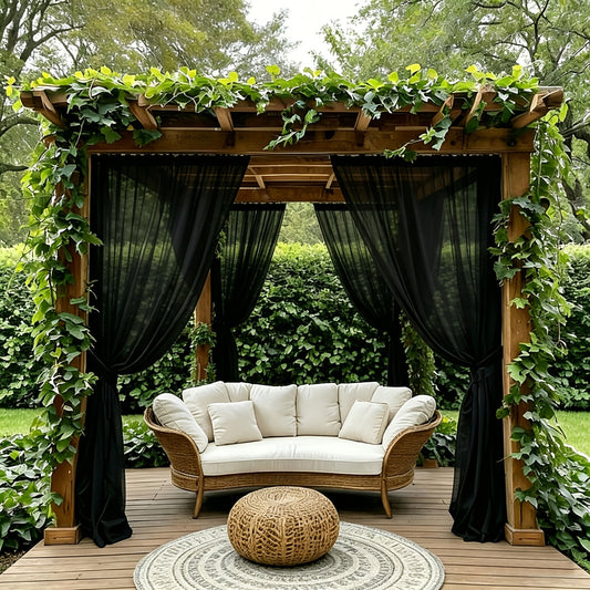 Sheer Curtains Outdoor Voile Drapes 6 Pack – Semi-Transparent Light Filtering Grommet Top Panels for Porch Patio Pergola Balcony Pool Privacy