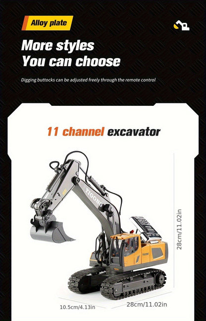 RC Bulldozer 1:24 Scale Alloy with 680° Rotation & Working Arm, 2.4GHz Remote Control Construction Vehicle for Kids