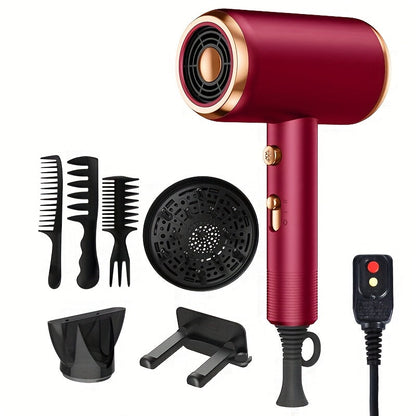 Ionic Hair Dryer 1600W with Diffuser Concentrator Nozzle 2 Speed 3 Heat Settings Cool Shot ALCI Safety Plug Brushed Motor Anti-Frizz Portable Blow Dryer for Straight Curly Wavy Hair Home Travel Salon