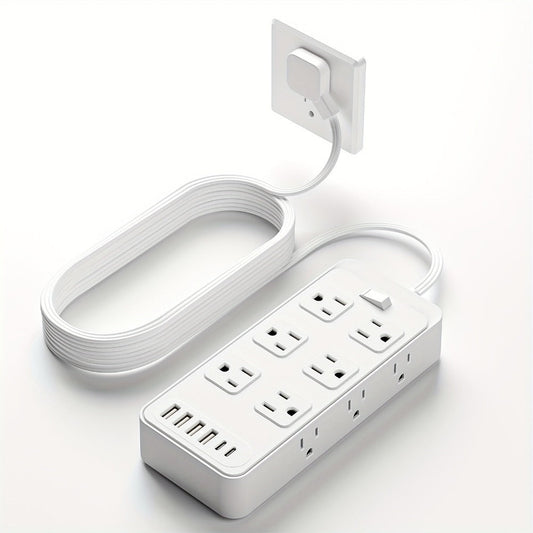 Power Strip 18-in-1 with 12 AC Outlets, 6 USB Ports, Master Switch and 5- or 10-Foot Cord Options