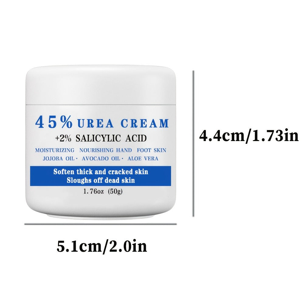 50g Jar of 45% Urea and 2% Salicylic Acid Foot Cream with Avocado and Shea Butter Labeling