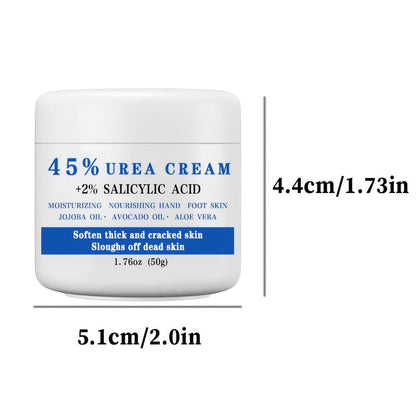 50g Jar of 45% Urea and 2% Salicylic Acid Foot Cream with Avocado and Shea Butter Labeling