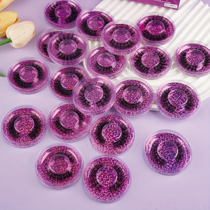 Faux-Mink False Eyelashes Multipack with 20 Pairs in Three Mixed-Style Round Storage Case Options