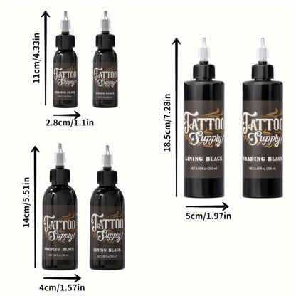 Neebol Super Black Tattoo Ink Darkest Outlining Shading Blending Fade-Resistant Professional Body Art Pigment for Artists & Beginners 100ml 250ml