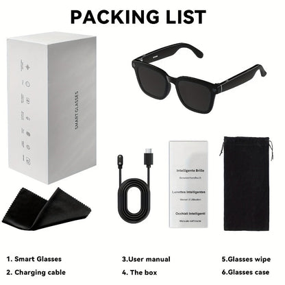 AI Smart Glasses with 4K Camera & Real-Time Translation – Object Recognition Open-Ear Dual Speaker | Touch Control | Ultra-Light Frame | 8hrs Battery USB-C | Hands-Free Travel Work Outdoor | Tech Gift