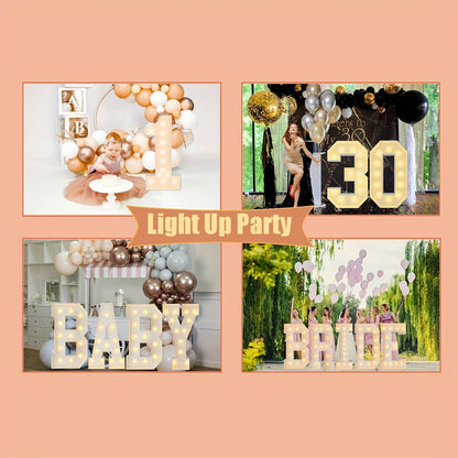 Party Decorations Three-Foot Freestanding Number Sign with Warm White LED Lights and Digits 0–9