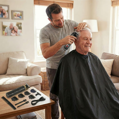 2-Piece Hair Clipper Set with Full-Size Clipper, Detail Trimmer, Guide Combs and USB Charging Accessories