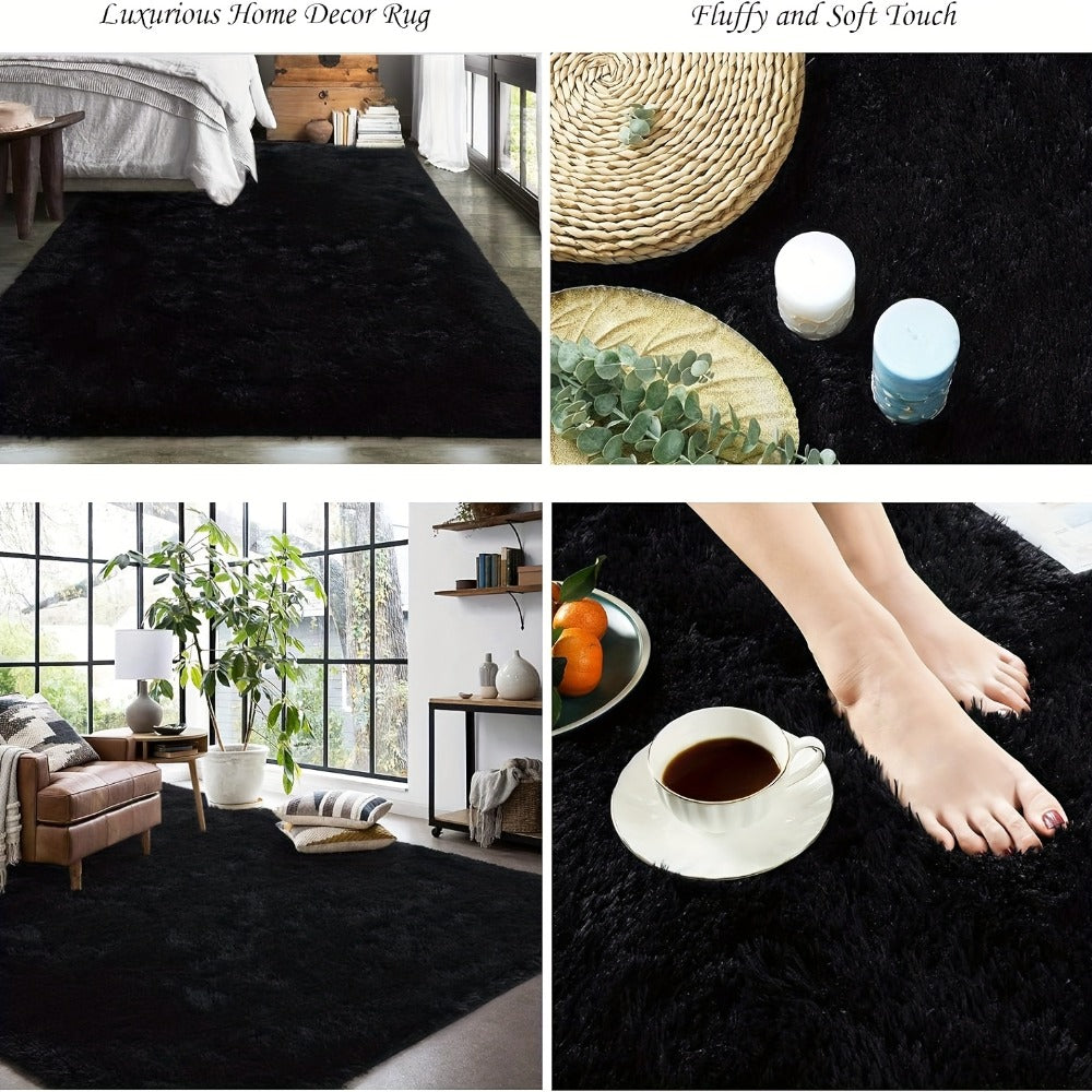 Shaggy Area Rug Soft Plush Fuzzy Carpet Non-Slip Tie-Dye Design for Bedroom Living Room Nursery Dorm — Pet Friendly Machine Washable Multiple Sizes & Colors