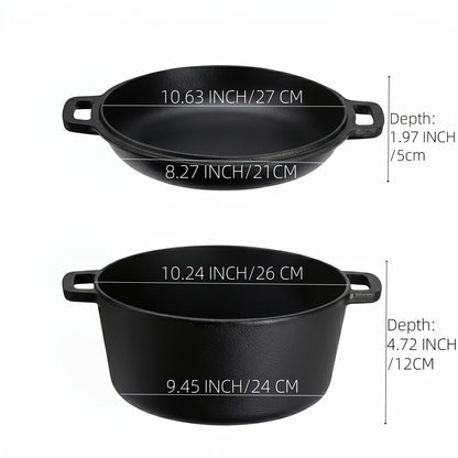 Cast Iron Cookware Collection with Eight Skillet, Dutch Pot, Griddle, Baking Tray and Set Configurations