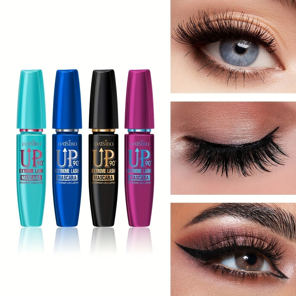 Black Mascara Four-Piece Set with Turquoise, Blue, Black and Magenta Tubes and Straight Bristle Wands