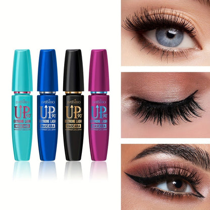 Black Mascara Four-Piece Set with Turquoise, Blue, Black and Magenta Tubes and Straight Bristle Wands