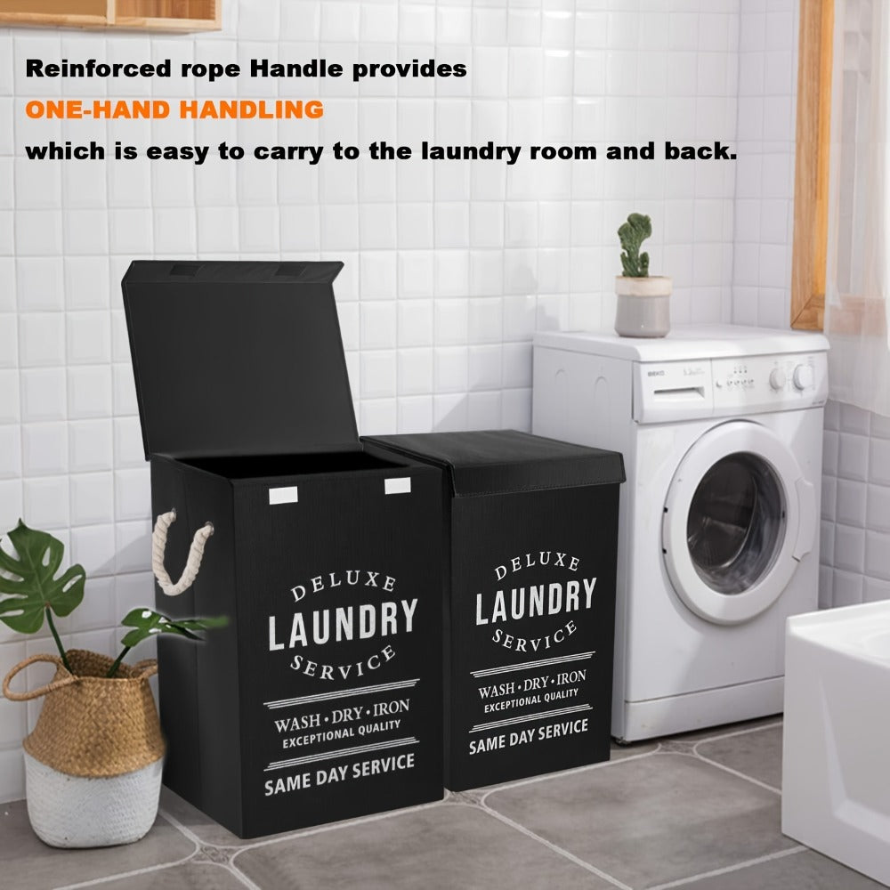 Laundry Hamper Collection in Black or Gray Lidded Styles and One- or Three-Pack Foldable Basket Options