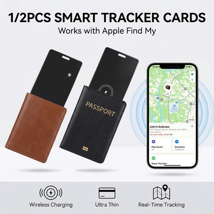 Apple Find My Wallet Tracker Card – Ultra-Thin Rechargeable Bluetooth Tracker | 105dB Alert, Wireless Qi Charging, Left-Behind Alerts & Siri Support