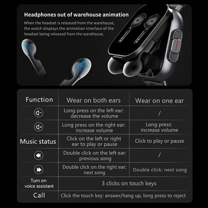 Smart Watch and TWS Earbuds Combo with Integrated Charging Case and Ten Metal Strap Selections