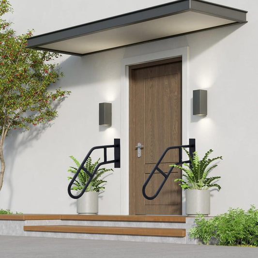 Stair Handrail Outdoor Anti-Slip Wall Mounted for 1-3 Steps – U-Shaped Carbon Steel Grab Bar, 600 lb Capacity, Rust-Resistant, for Porch, Garden, Bathroom – Safe for Elderly, Kids, Disabled & Pregnant