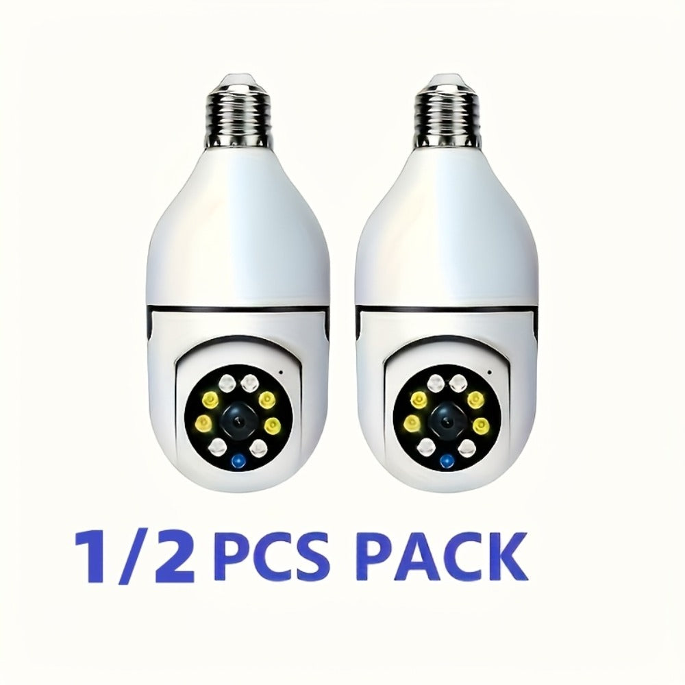 E27 Bulb Camera 360° Pan & Tilt 3MP 1080P, Full-Color Night Vision, Two-Way Audio, Motion Detection, WiFi App Control, Cloud & TF Card Storage – Indoor Home Security Light Bulb Camera