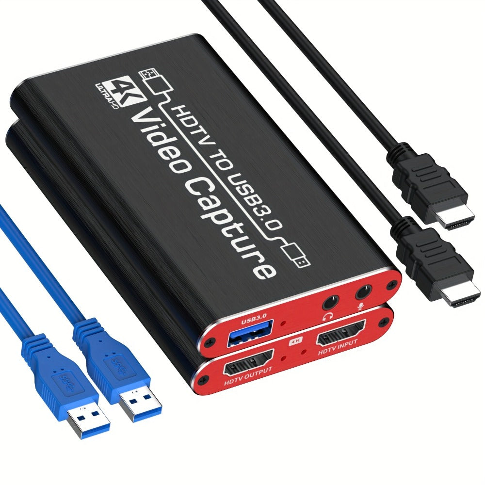 HDMI Capture Card with Microphone & 4K Loop-Out for Streaming – 1080P 60fps USB Video Recorder for Gaming, Live Streaming, Video Conference, Works with Nintendo Switch, PS4, OBS, Camera, PC