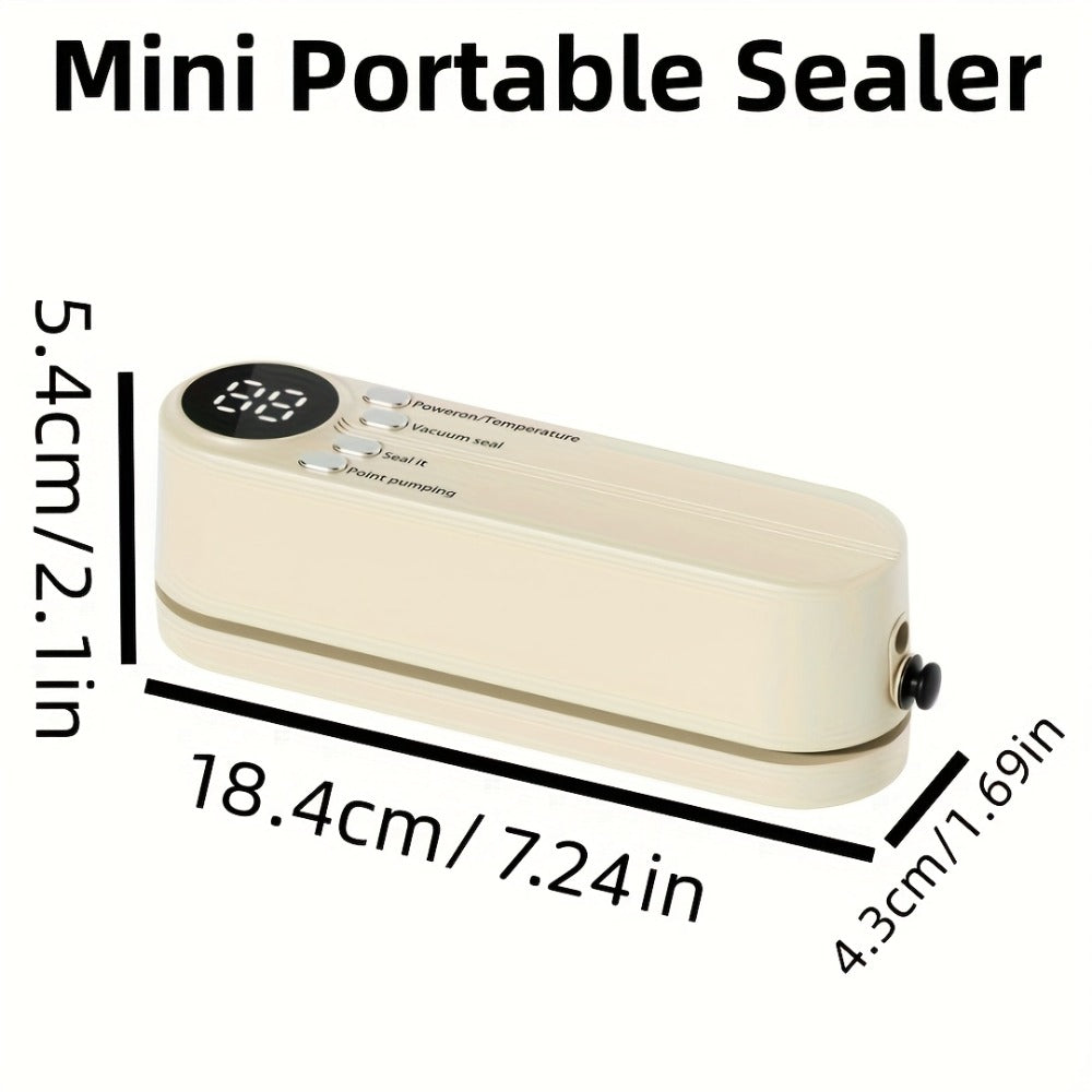 Vacuum Food Sealer Machine USB Rechargeable – Portable One-Touch Automatic Food Vacuum Sealer with Inflation Mode & Digital Display for Kitchen Freshness, Camping, Office & Home Use