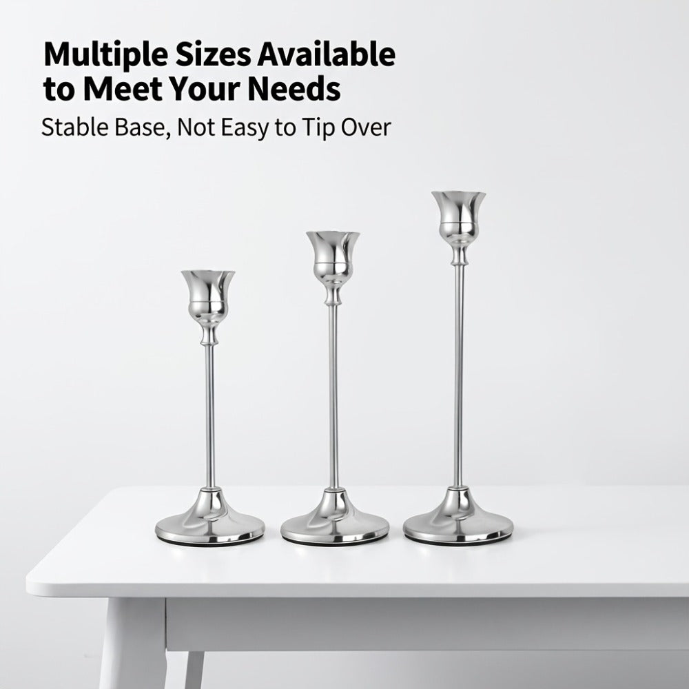 Copper Plated Candlestick Holders Bulk Set – Retro Minimalist Taper Candle Holders for Wedding Birthday Christmas Dining Table Fireplace Decor