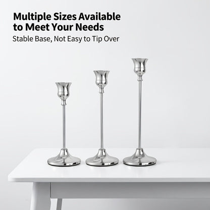 Copper Plated Candlestick Holders Bulk Set – Retro Minimalist Taper Candle Holders for Wedding Birthday Christmas Dining Table Fireplace Decor