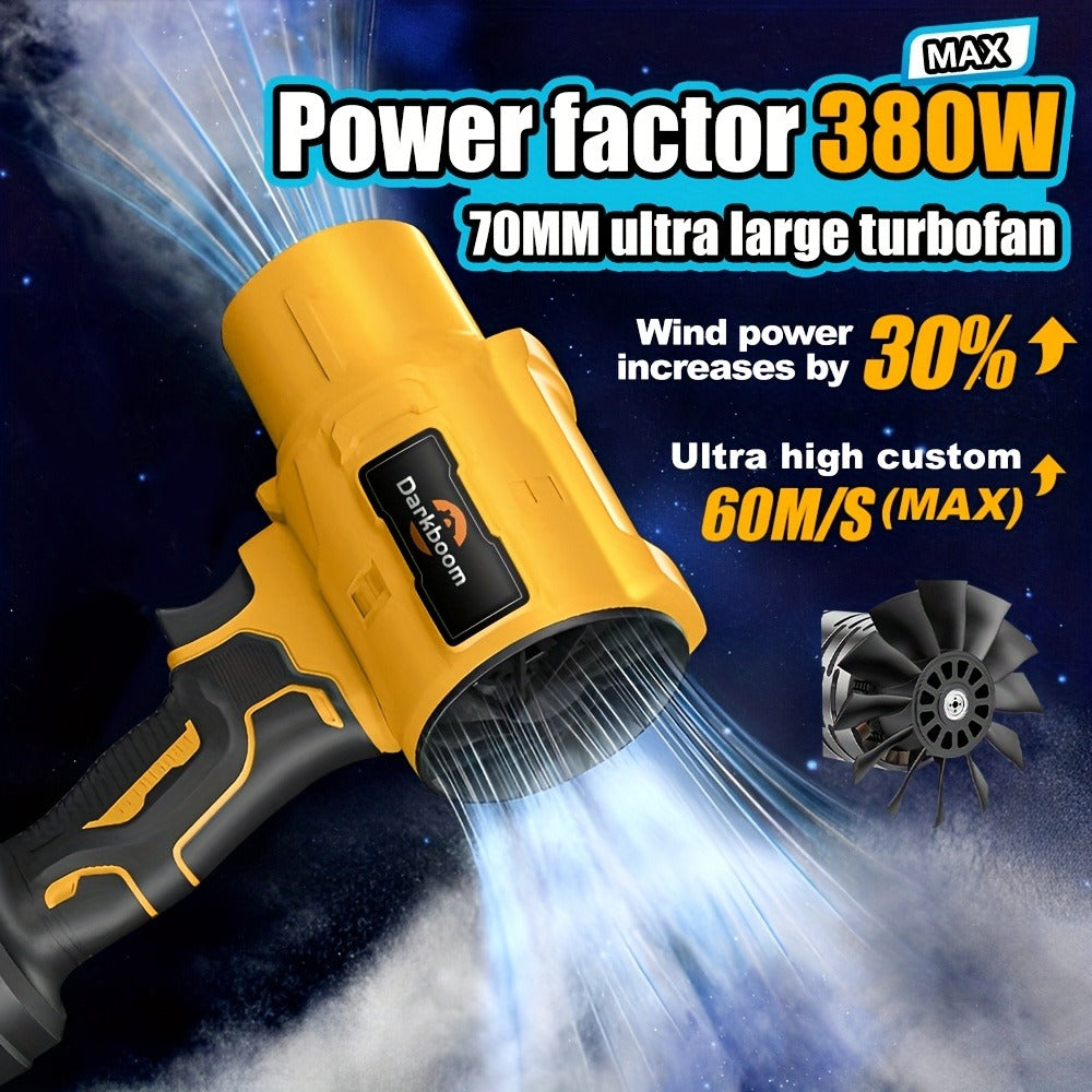Cordless Handheld Leaf Blower and Air Duster Kit in Yellow or Blue with Two Batteries, Charger and Two Nozzles