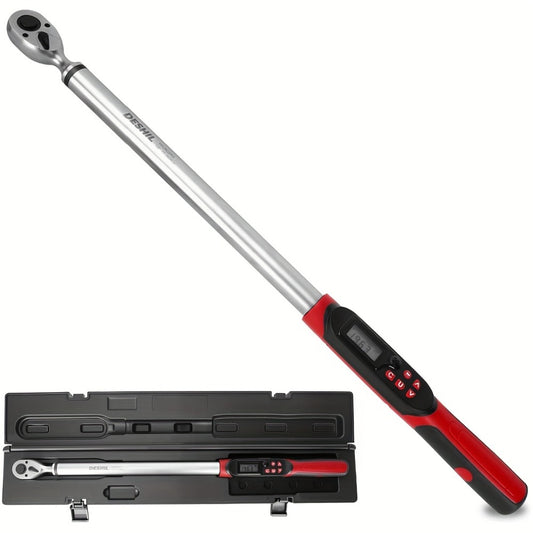 Digital Torque Wrench - 1/2" & 3/8" Drive, ±1% Accuracy, LED & Buzzer Alert, 4 Units, 500 Data Sets, Preset P1-P8, Chrome Vanadium Steel for Auto, Bike & Motorcycle