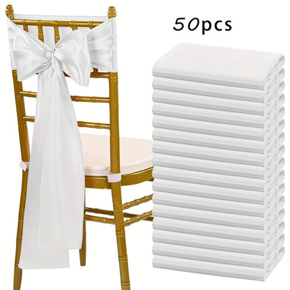 50-Piece Chair Sash Set in Light Golden, Green or Light Blue, 7 x 108-Inch Ribbons for Event Seating