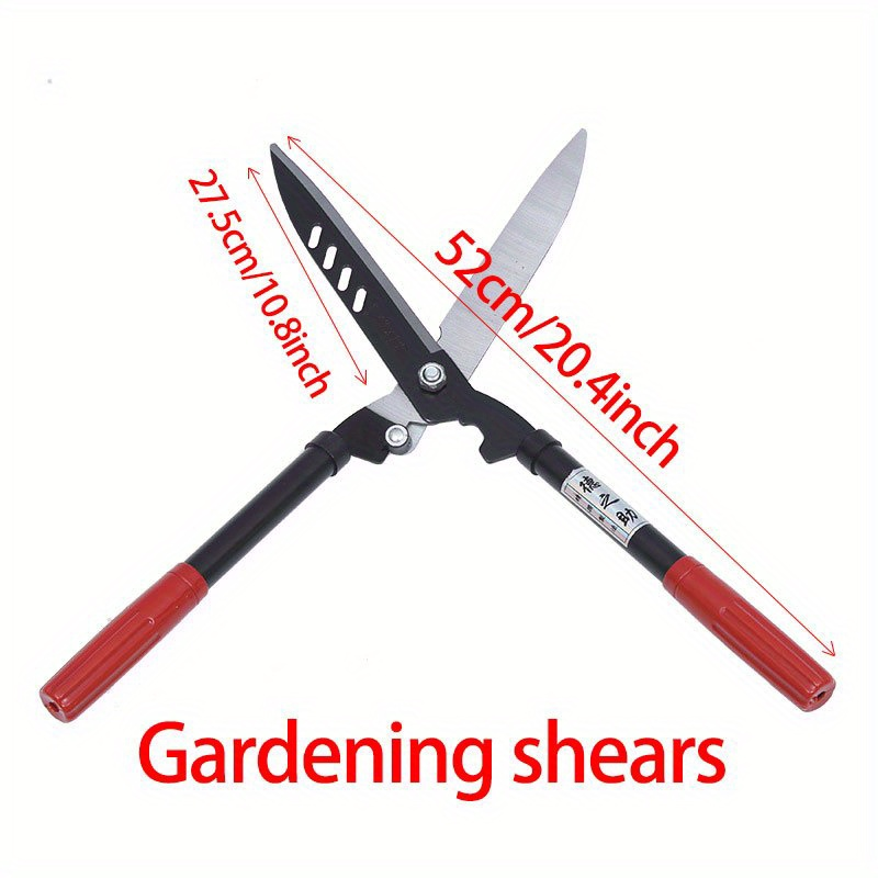 Long-Handle Hedge and Twig Shears, 20.4 Inches Overall with 10.8-Inch Blades and Red Grip Ends