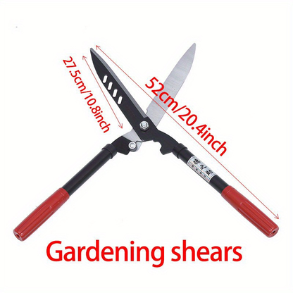 Long-Handle Hedge and Twig Shears, 20.4 Inches Overall with 10.8-Inch Blades and Red Grip Ends