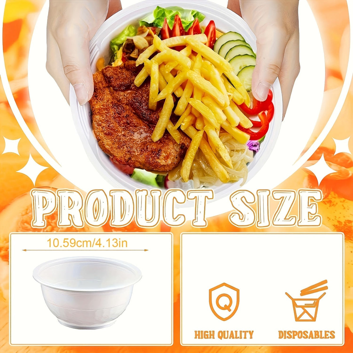 White 13-Ounce Disposable Plastic Serving Bowls with Side Handles and 120- or 240-Piece Checkout Options
