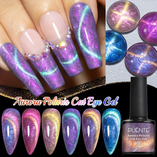 Gel Nail Polish – Cat Eye Set 6Pcs 9D Aurora Magnetic Glitter Pearl Shell Effect – Soak-Off Semi-Permanent UV LED Gel Varnish Nail Art…