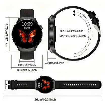 Alarm Smartwatch with Silicone Strap – Wireless Calling, Pedometer, Calorie Tracker, Music Playback, Remote Camera & Multi-Sport Modes – Unisex Men & Women Silver Black