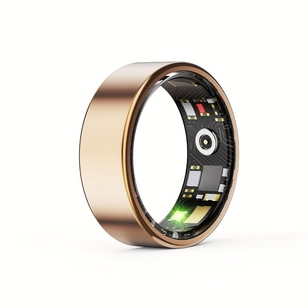 Screenless Smart Ring with Magnetic Charging Cable, Rose Gold, Black or Silver Finish and Sizes 7–13