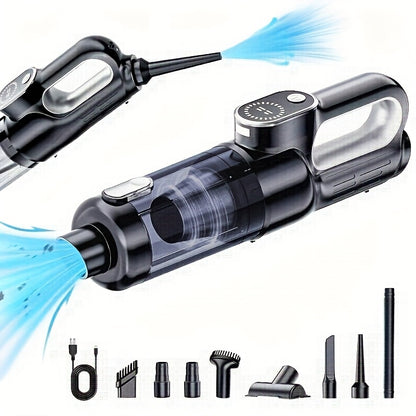 Car Vacuum Cleaner with 13KPa Suction, USB Rechargeable Cordless Body and Multi-Nozzle Accessory Set